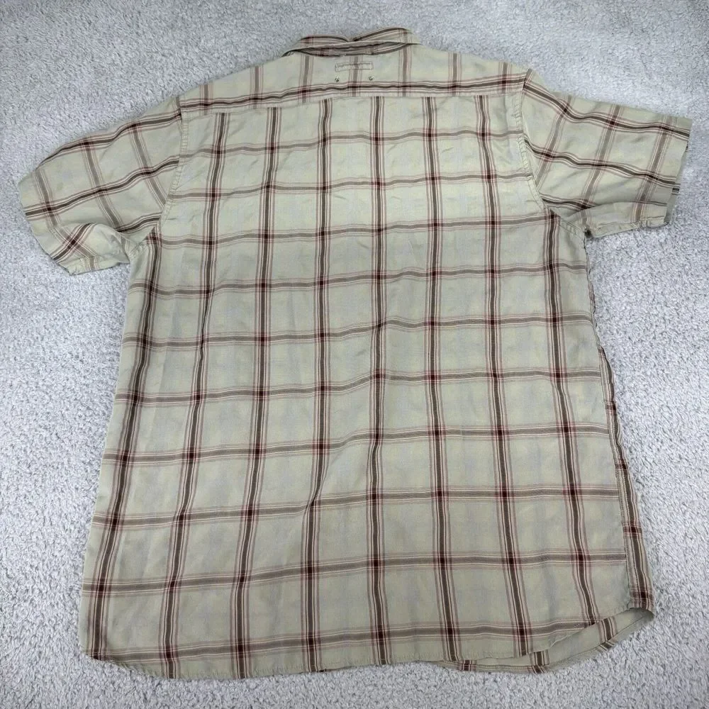 North‎ Face Shirt Adult Men's Xl Green Windowpane Button Up Short Sleeve